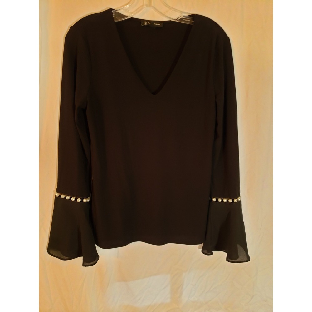 Women's International Concepts Black Bell Sleeves Blouse Size M